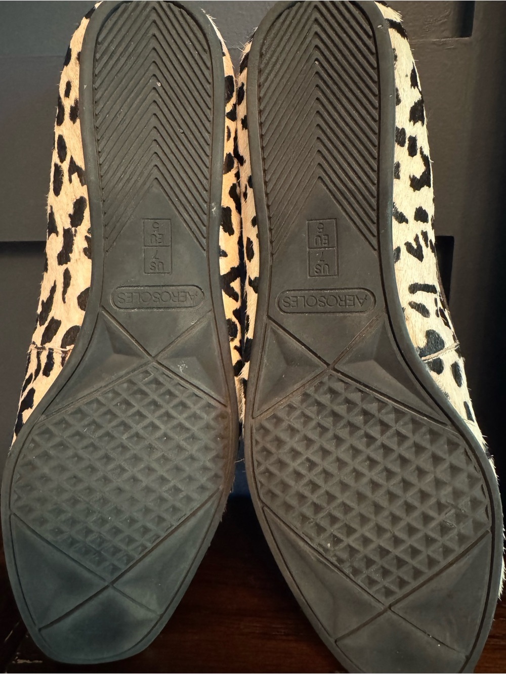 AEROSOLES Black and Cream Animal Print Ballet Flats - Picture 4 of 5